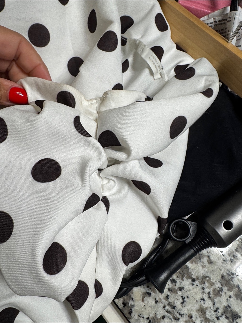 Zara White Satin cropped sleeveless blouse  with Black Polka Dots - Picture 6 of 8